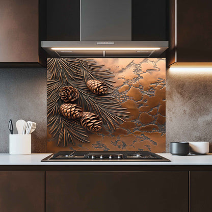 Pine Stillness Tempered Glass Backsplash – Pinecone Kitchen Backsplash Panel