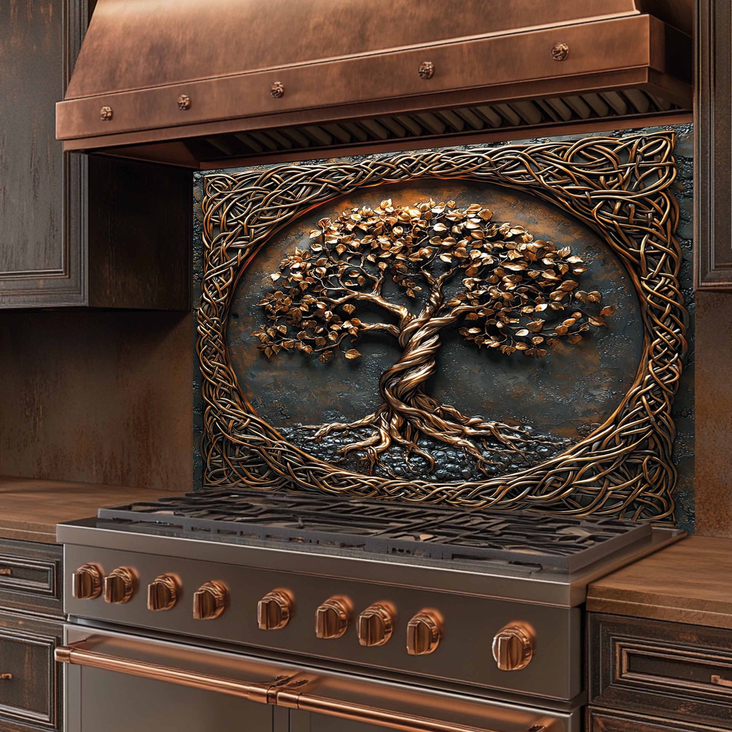 Celtic Tree of Life Tempered Glass Backsplash – Kitchen Backsplash Behind Stove