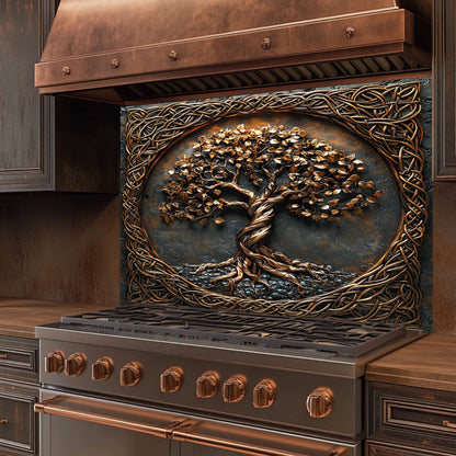 Celtic Tree of Life Tempered Glass Backsplash – Kitchen Backsplash Behind Stove