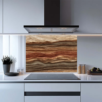 Strata Fusion – Tempered Glass Backsplash for Kitchen | Earth Tone Geology Backsplash