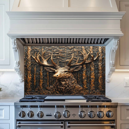 Copper Look Elk Tempered Glass Backsplash – Kitchen Backsplash for Farmhouse, Lodge and Cabin