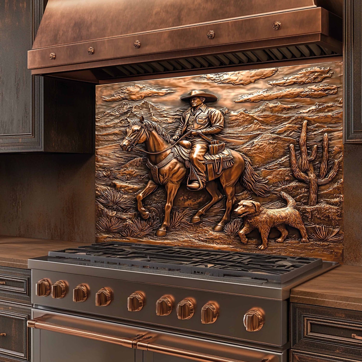 Copper Look Western Tempered Glass Backsplash – Kitchen Back splash Behind Stove