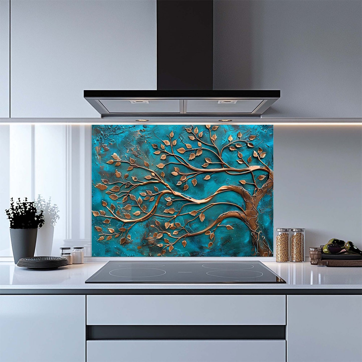 Bronze Harmony – Tempered Glass Backsplash for Kitchen – Copper Look Glass Backsplash