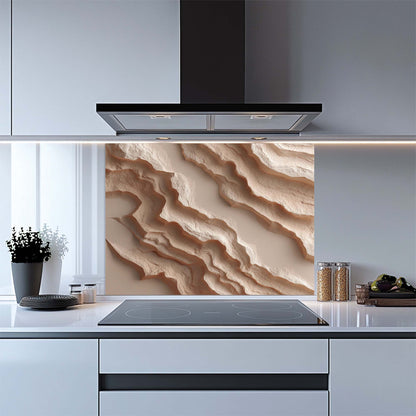 Eroded Dunes –  Tempered Glass Backsplash for Kitchen | Abstract Sand Backsplash