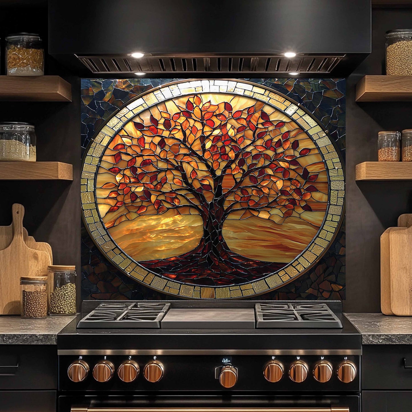 Amber Mosaic Tempered Glass Backsplash – Kitchen Backsplash for Stove