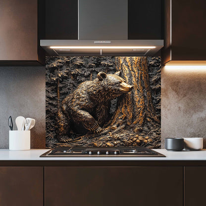 Copper Look Bear Tempered Glass Backsplash – Rustic Kitchen Backsplash Behind Stove