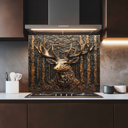 Copper Look Elk Tempered Glass Backsplash – Kitchen Backsplash for Farmhouse, Lodge and Cabin