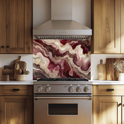 Tempered Glass Backsplash – Mocha Rose Elegance