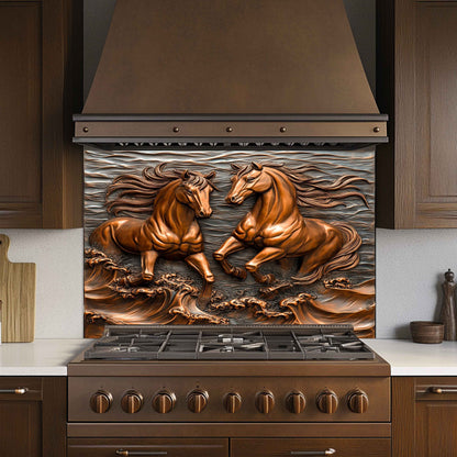 Ocean Stallions Tempered Glass Backsplash – Wild Horses Kitchen Backsplash Panel