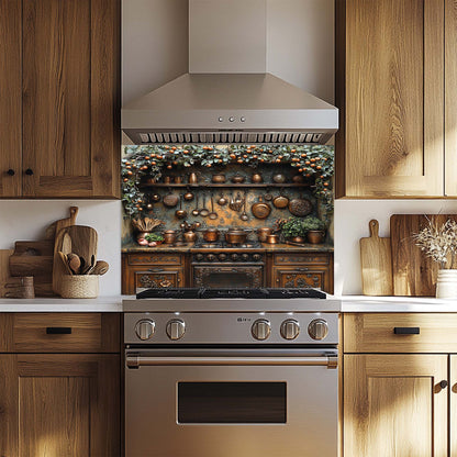 Orchard Hearth – Tempered Glass Backsplash for Kitchen Stove | Copper Look Splashback