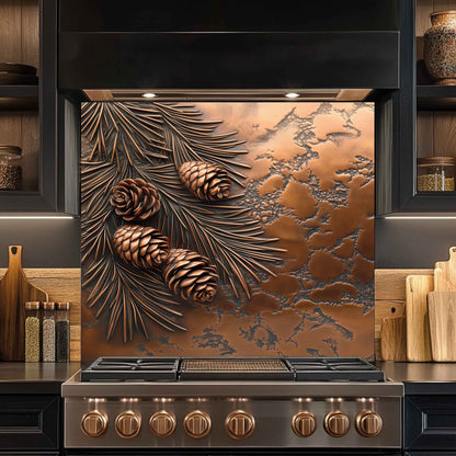 Pine Stillness Tempered Glass Backsplash – Pinecone Kitchen Backsplash Panel
