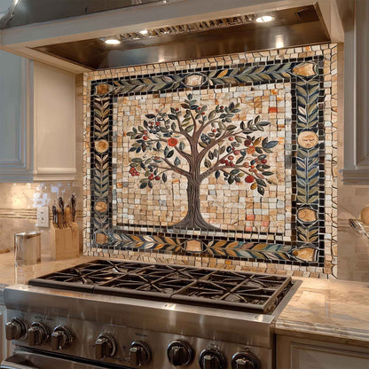 Fruit Mosaic Tempered Glass Backsplash –  Tree of Life Kitchen Backsplash