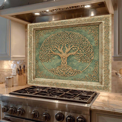 Knotwood Tree Tempered Glass Backsplash – Tree of Life Kitchen Backsplash