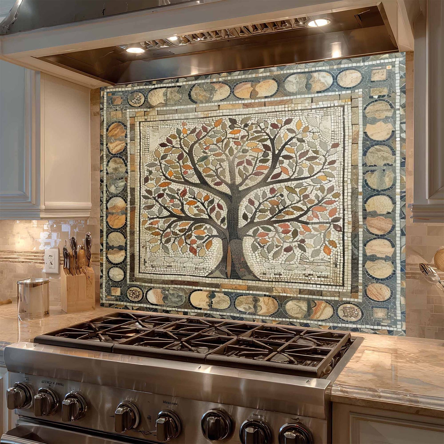 Stone Roots Tempered Glass Backsplash –  Tree of Life Kitchen Backsplash