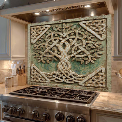Stoneleaf Knot Tempered Glass Backsplash – Tree of Life Kitchen Backsplash