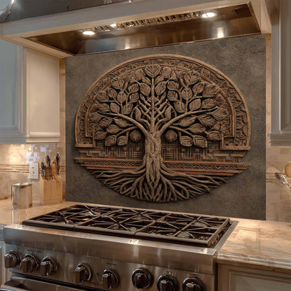 Earthroot Majesty Kitchen Backsplash – Rooted Tree of Life Glass Backsplash