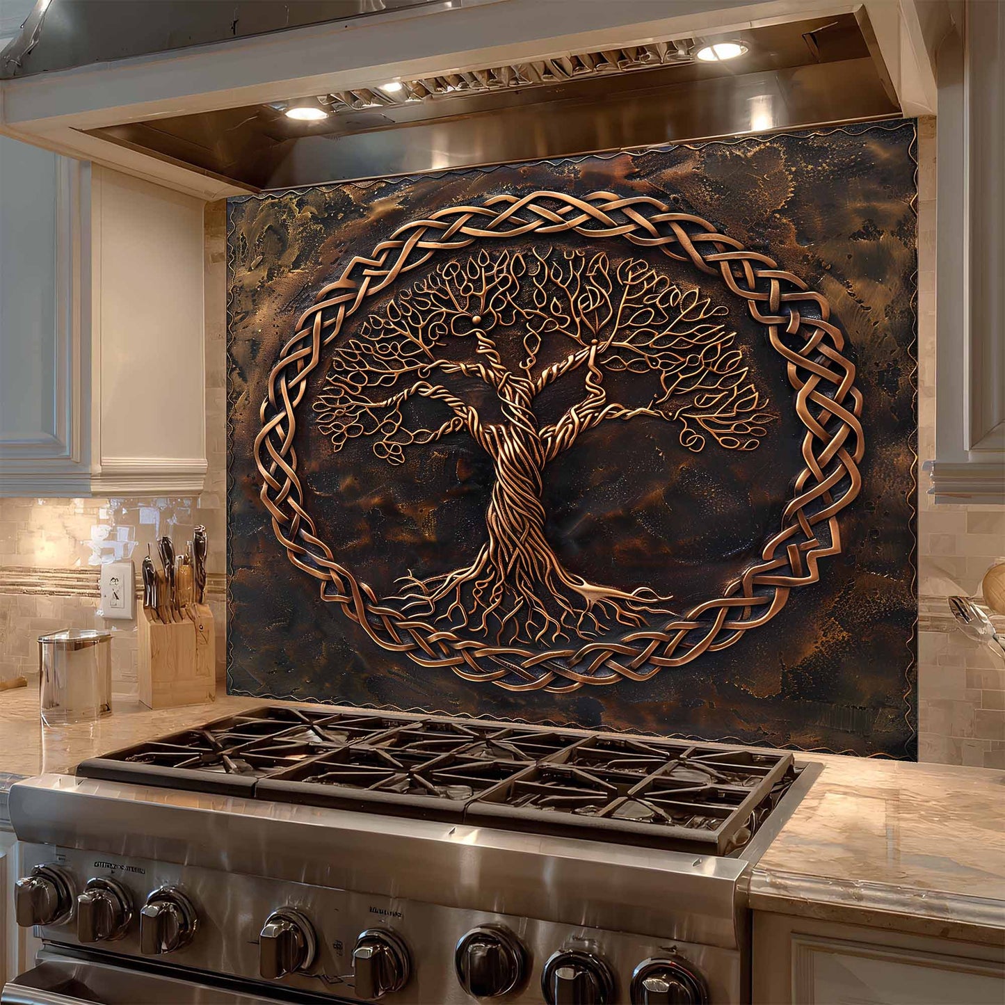 Copper Unity Kitchen Backsplash – Tempered Glass Backsplash for Stove