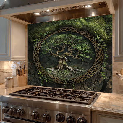 Moss Root Kitchen Backsplash – Forest Tree Glass Backsplash